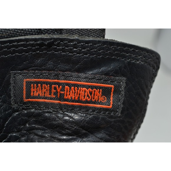 Harley Davidson Biker Boots Mens 9.5 Black 95138 Leather Cap Toe Zip Up/ Lace Up - Picture 12 of 12